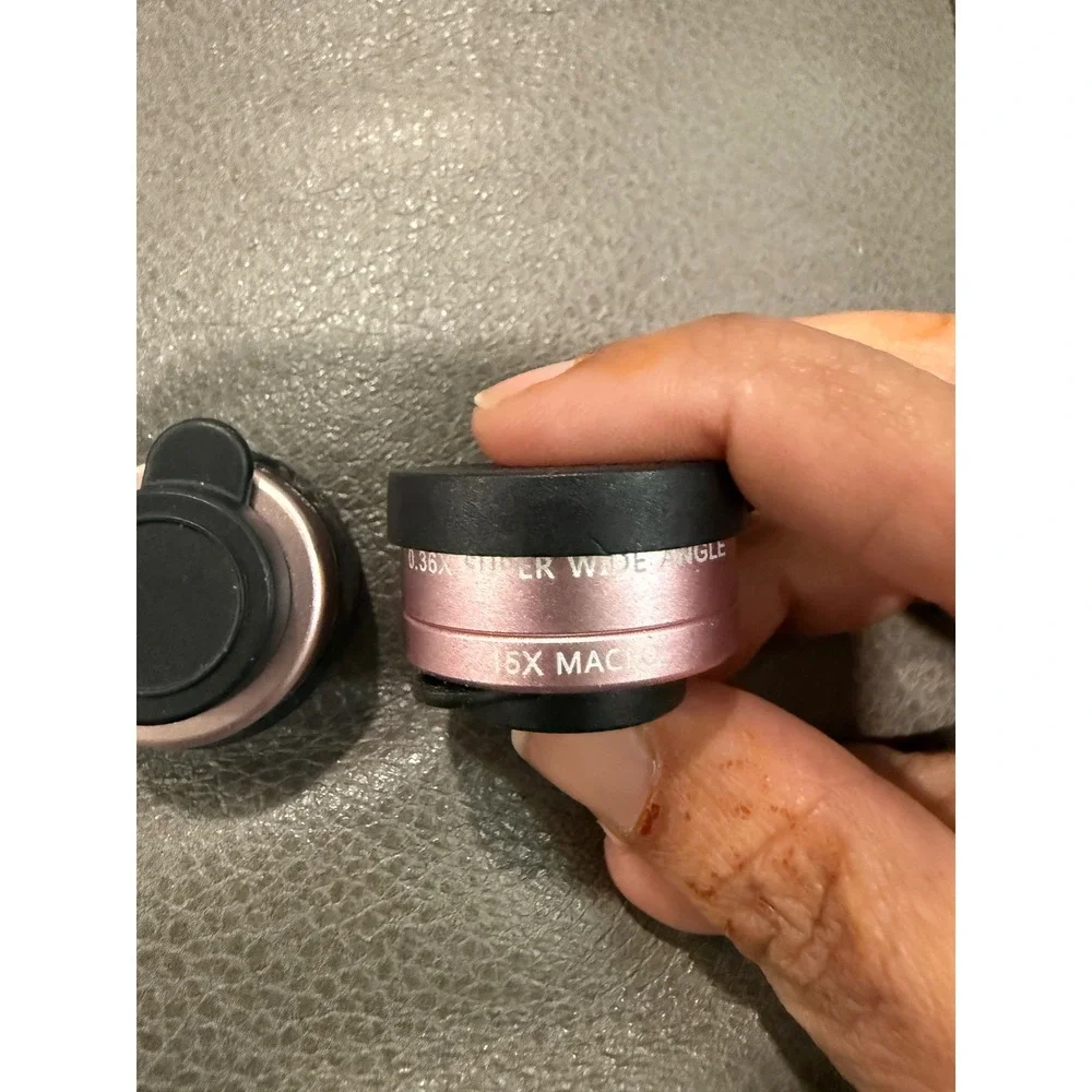 Rose Gold Mobile Phone Lens Kit 0.36X Wide 15X Macro 180 Fish Eye for Smartphone